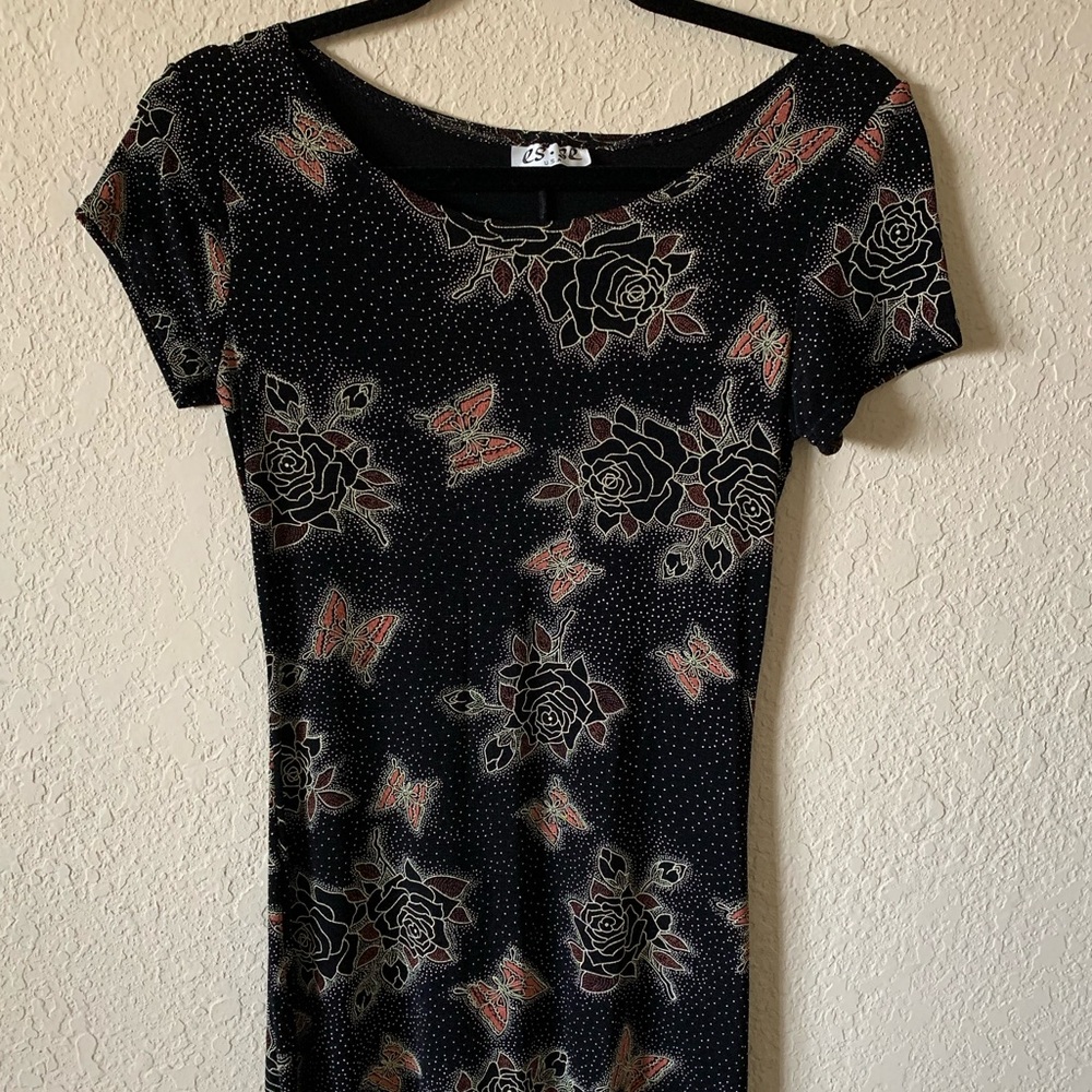 ES SE | Vintage 90s Glowy Butterfly Roses Dress